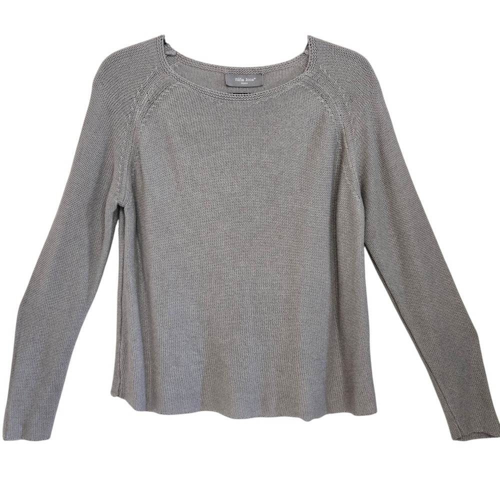 Nina Loca, Linen/Rayon Blend, Parchment, Fine Knit Sweater, Size Large